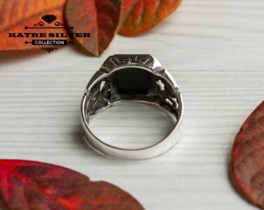 Unique Mens Onyx Ring Sterling Silver Boho Jewelry Handcrafted Silver Turkish Ring Authentic Piece of Mens Silver Jewelry Gift for Him - Image 7