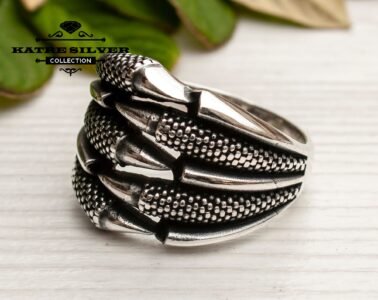Eagle Claws Men and Unisex Ring Heavy Hand Made Sterling Silver 925 All Sizes Oxidized Wild Style Animal Jewelry Fast Shipping - Image 4