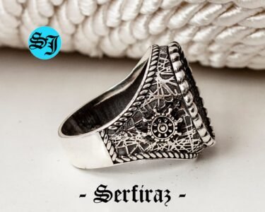 Captains Ship Wheel Pirate Turkish Mens Black Onyx Ring, Viking Ring, Sailor Jewelry, Ocean Ring, Gift for Him, Silver Mens Ring, Handmade - Image 8