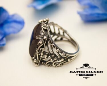 Authentic Green Amber Men Ring 925 Sterling Silver – Ottoman Style Handmade Turkish Statement Ring Gift for Him - Image 5