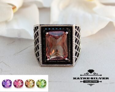 Powerful Sultanite Men Ring 925 Sterling Silver – Color Change Diaspore Statement Ottoman Style Ring Handmade Gift for Him - Image 5