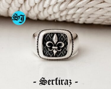 Fleur De Lis Ring, Gothic Silver Ring, Black Zicron Ring, Men's Signet Ring, Byzantine Ring, Viking Ring, 925 Sterling Silver Ring, Men Gift - Image 4