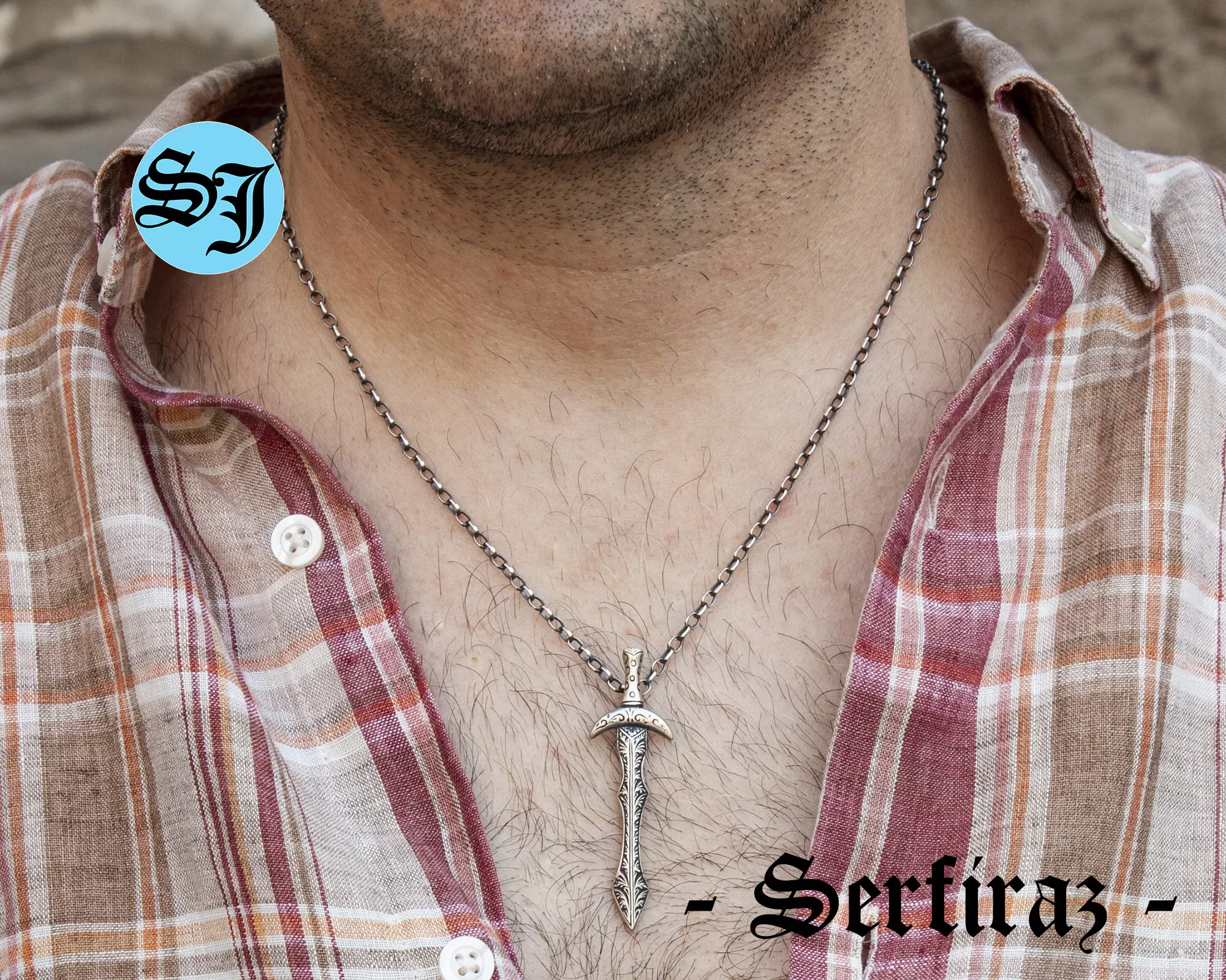 Long Knight Medieval Handmade Silver Sword Necklace, Sword Jewelry, Necklace for Men, Gift For Him, Gift Ideas, Birthday Gift - Image 2