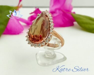 Rose Gold Pear Sultanite Woman Ring, Handmade Silver Ring, Diaspore Woman Ring, Long Ring, Statement Ring, Sterling Silver - Image 5
