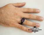 Red Statement Ring, Unique Mens Ring, Turkish Summer Jewelry, Turkish Ring, Ruby Ring, Cubic Zircon, Gift for Him, Boho Jewelry, Red Stone Ring - Image 2