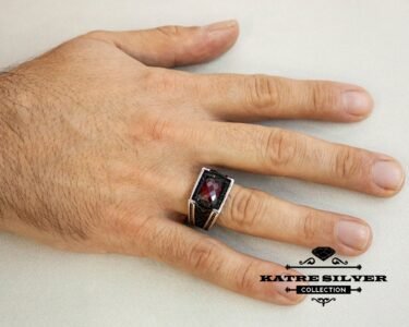 Powerful Red Stone Men Ring 925 Sterling Silver – Ruby Look Statement Ring Handmade Vintage Turkish Jewelry Gift for Him - Image 2