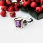 925 Sterling Silver Shell Ring, Elegant Purple Amethyst Women Ring, Handmade Jewelry, Birthstone Ring, Gemstone Promise Ring, Gift For Her - Image 4