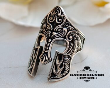 Helmet Gladiator Spartan Mask Warior Symbol of Power Gladiator Helmet Ring Spartan Helmet Ring Spartan Ring Knight Ring Unique Silver - Image 5