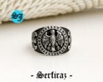 Silver Eagle Ring, American Eagle Ring, Mens Eagle Ring, Silver Men Ring, Round Eagle Ring, American Eagle, Gift For Him - Image 4