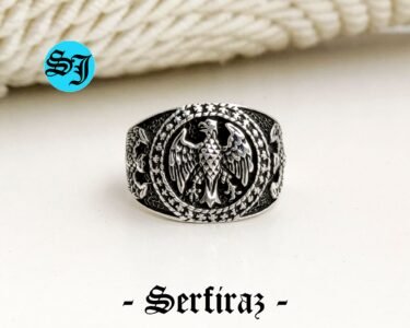 Silver Eagle Ring, American Eagle Ring, Mens Eagle Ring, Silver Men Ring, Round Eagle Ring, American Eagle, Gift For Him - Image 4