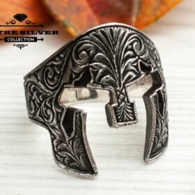 Mens Handmade Ring, Turkish Handmade Silver Men Ring, Ottoman Mens, Spartan Helmet Ring, Knight Ring, Gift for Him, 925k Sterling Silver
