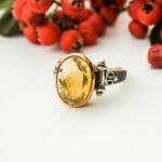 Genunie Yellow Citrine Ring, Bright Gemstone Ring for Women, Big Statement Silver Jewelry, Gothic Design, Uniqe Ring, Hand Made Gift for Her - Image 4
