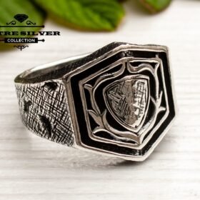 Coat of Arms Ring Mens Handmade Ring Turkish Mens Ring Heraldic Jewelry Men Ring Gift for Him Sterling Silver Ring Mens Jewelry