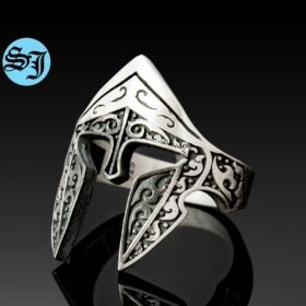 Mens Silver Spartan Helmet Ring, Mens Spartan Ring, Silver Spartan Rings, Silver Helmet Ring, Men Silver Gift, Gift for Him