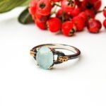 Aquamarine Ring for Women, Sterling Silver Ring, Minimalist Ring, Natural Genuine Real Blue Stone Ring, Statement Ring - Image 5