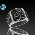 Octopus Skull Ring, Animal Octopus Pirate Anchor Mens Skull Rings, Silver Viking Nautical Skull Ring, Gothic Ring, Onyx Ring, Gift for Him