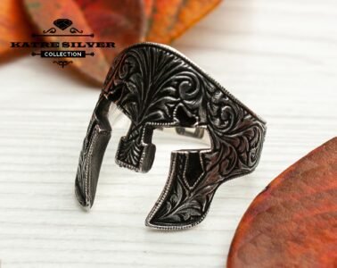 Mens Handmade Ring, Turkish Handmade Silver Men Ring, Ottoman Mens, Spartan Helmet Ring, Knight Ring, Gift for Him, 925k Sterling Silver - Image 4