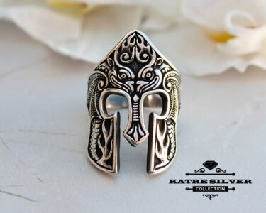 Helmet Gladiator Spartan Mask Warior Symbol of Power Gladiator Helmet Ring Spartan Helmet Ring Spartan Ring Knight Ring Unique Silver - Image 3
