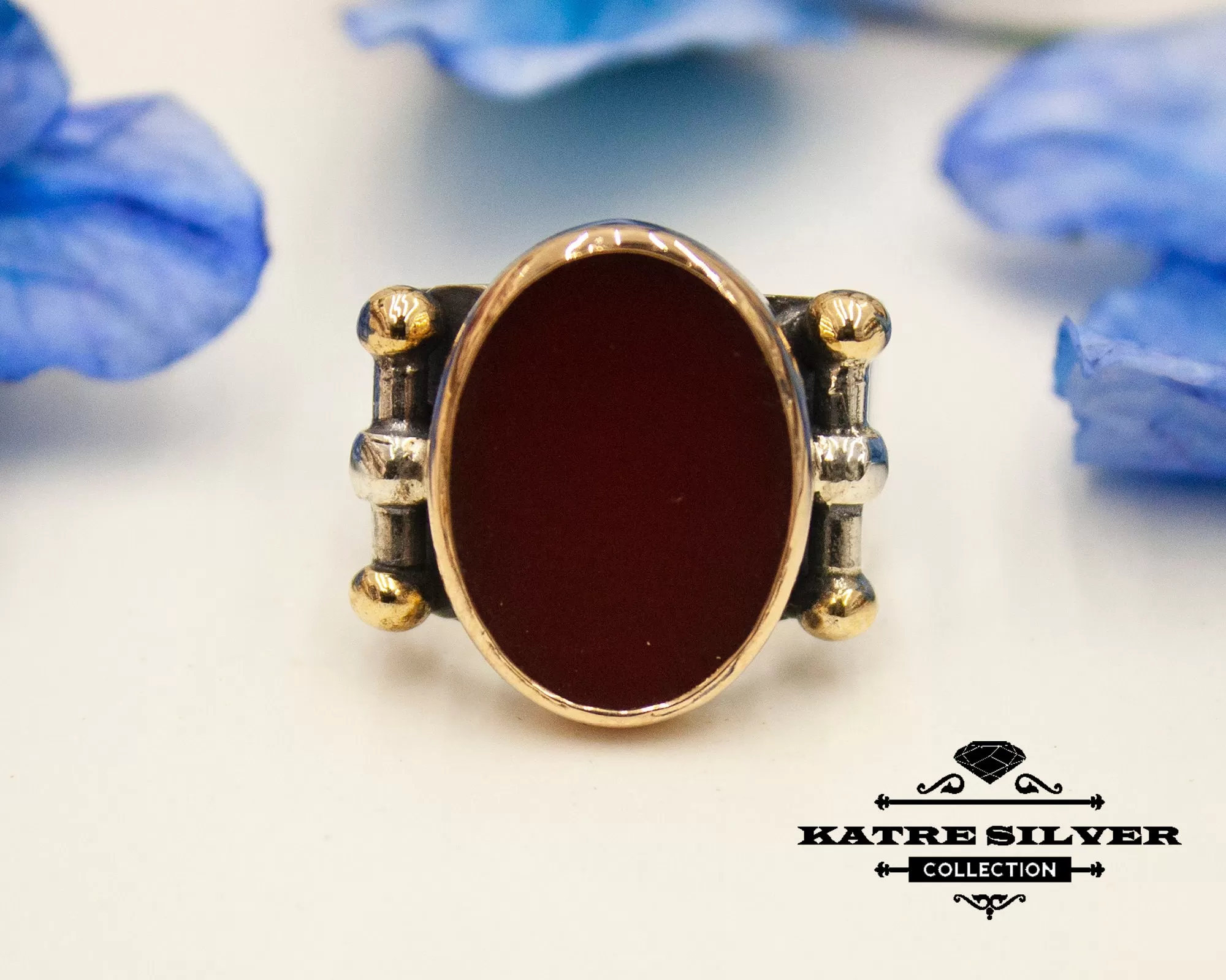 Powerful Agate Men Ring 925 Sterling Silver – Ottoman Style Handmade Statement Ring Turkish Silver Gift for Him - Image 3