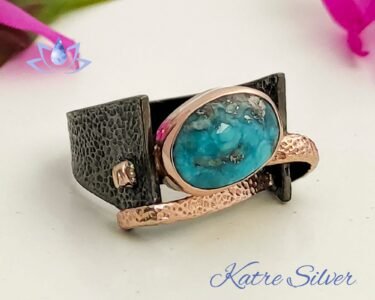 Stunning Turquoise Ring 925 Sterling Silver – Natural Green Gemstone Handmade Statement Ring Gift for Her - Image 3