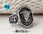 Medusa Ring, Antique Silver, Female Figure Ring, Symbol Ring, Ancient Silver Ring, Grandfather Gift, Handcarved Accessory, Handmade Jewelry - Image 3
