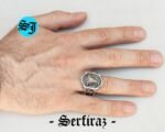 Medusa Ring, Antique Silver, Female Figure Ring, Symbol Ring, Ancient Silver Ring, Grandfather Gift, Handcarved Accessory, Handmade Jewelry - Image 2