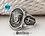 Medusa Ring, Antique Silver, Female Figure Ring, Symbol Ring, Ancient Silver Ring, Grandfather Gift, Handcarved Accessory, Handmade Jewelry - Image 5