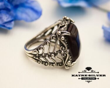 Authentic Green Amber Men Ring 925 Sterling Silver – Ottoman Style Handmade Turkish Statement Ring Gift for Him - Image 6