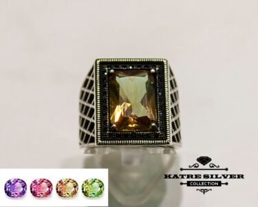 Powerful Sultanite Men Ring 925 Sterling Silver – Color Change Diaspore Statement Ottoman Style Ring Handmade Gift for Him - Image 3