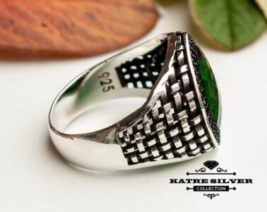 Green Statement Ring Unique Mens Ring Celtic Handcrafted Silver Rings Massive Ring Unique Mens Ring Green Silver Ring Turkish Summer Jewelry - Image 6
