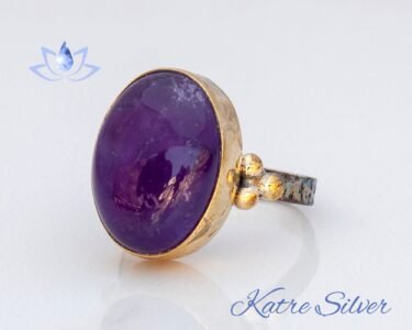 Elegant Amethyst Ring 925 Sterling Silver – Oval Purple Gemstone Minimalist Boho Promise Ring Handmade Gift for Her - Image 3