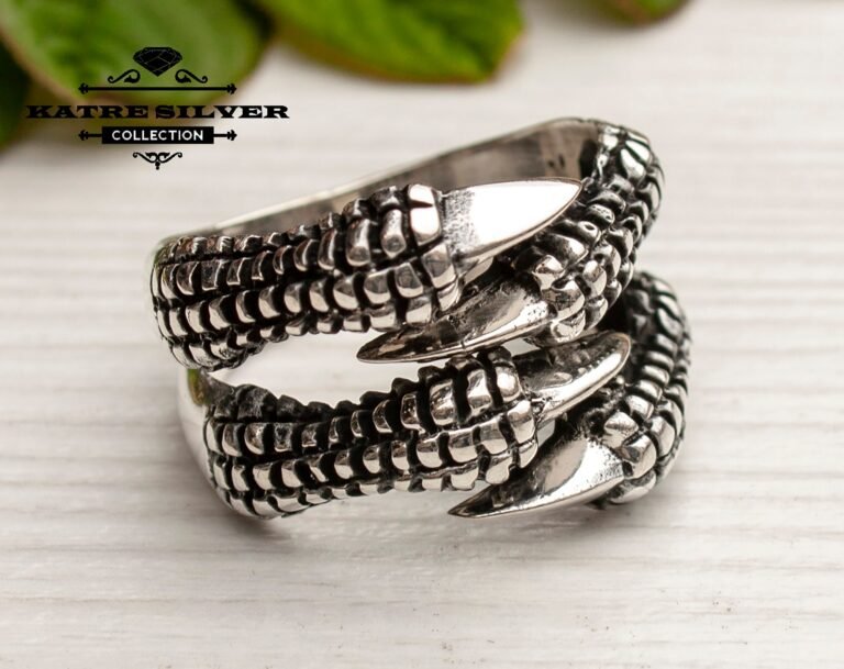 Mens Handmade Ring, Turkish Handmade Silver Men Ring, Eagle Claw Ring, Ottoman Mens Ring, Gift for Him, 925k Sterling Silver Ring