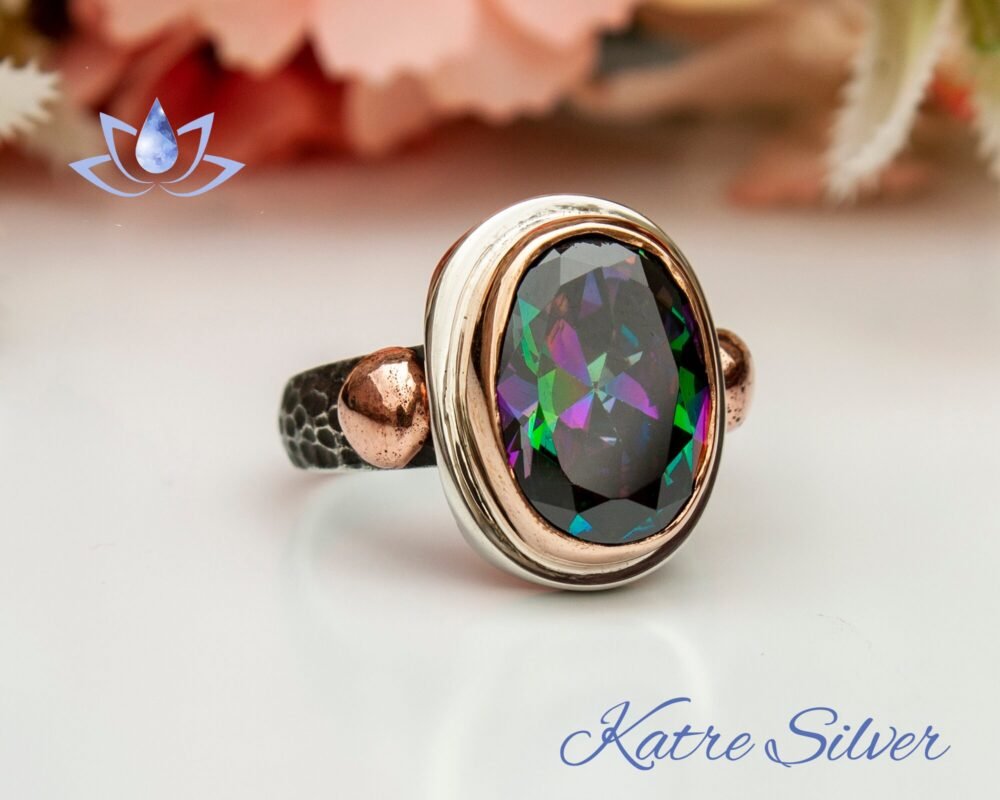 Oval Mystic Topaz Ring, Topaz Ring, Mystic Topaz, Mystic Topaz Jewelry, Handmade Ring, Statement Ring, Rainbow Ring, Solitaire Ring