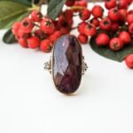 Vintage Red Sapphire Silver Ring, Oval Gemstone Handmade Ring, Natural Stone Women Jewelry, Chunky Statement Ring, Boho Ring, Birthday Gift - Image 3
