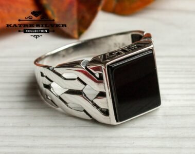 Unique Mens Onyx Ring Sterling Silver Boho Jewelry Handcrafted Silver Turkish Ring Authentic Piece of Mens Silver Jewelry Gift for Him