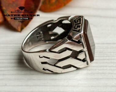 Statement Ring Unique Mens Ring Celtic Handcrafted Silver Rings Massive Ring Unique Mens Ring Brown Silver Ring Turkish Summer Jewelry - Image 7