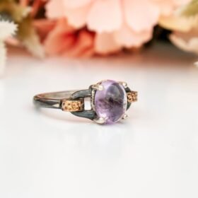 Vintage Amethyst Engagement Ring, Amethyst Wedding Ring, Promise Ring, Antique Purple Gemstone Ring Natural Amethyst Silver Women Ring