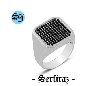 Square Classic Men Ring, Black Zircon Men Ring, Gemstone Jewelry, Authentic Silver Ring, Grandfather Gift, Engagement Men Ring, Fathers Gift - Image 5