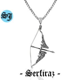 Bow and Arrow 925 Sterling Silver, Weapon Jewelry, Hunter Necklace, Archery Necklace, Medieval Jewellery, Men Birthday Gift, Valentine Gift