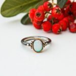 Womens Blue Opal Ring, Sterling Silver 925 Blue Opal Ring, Blue Opal Ring, Birthstone Ring, Opal Ring for Her, Opal Promise Ring - Image 3