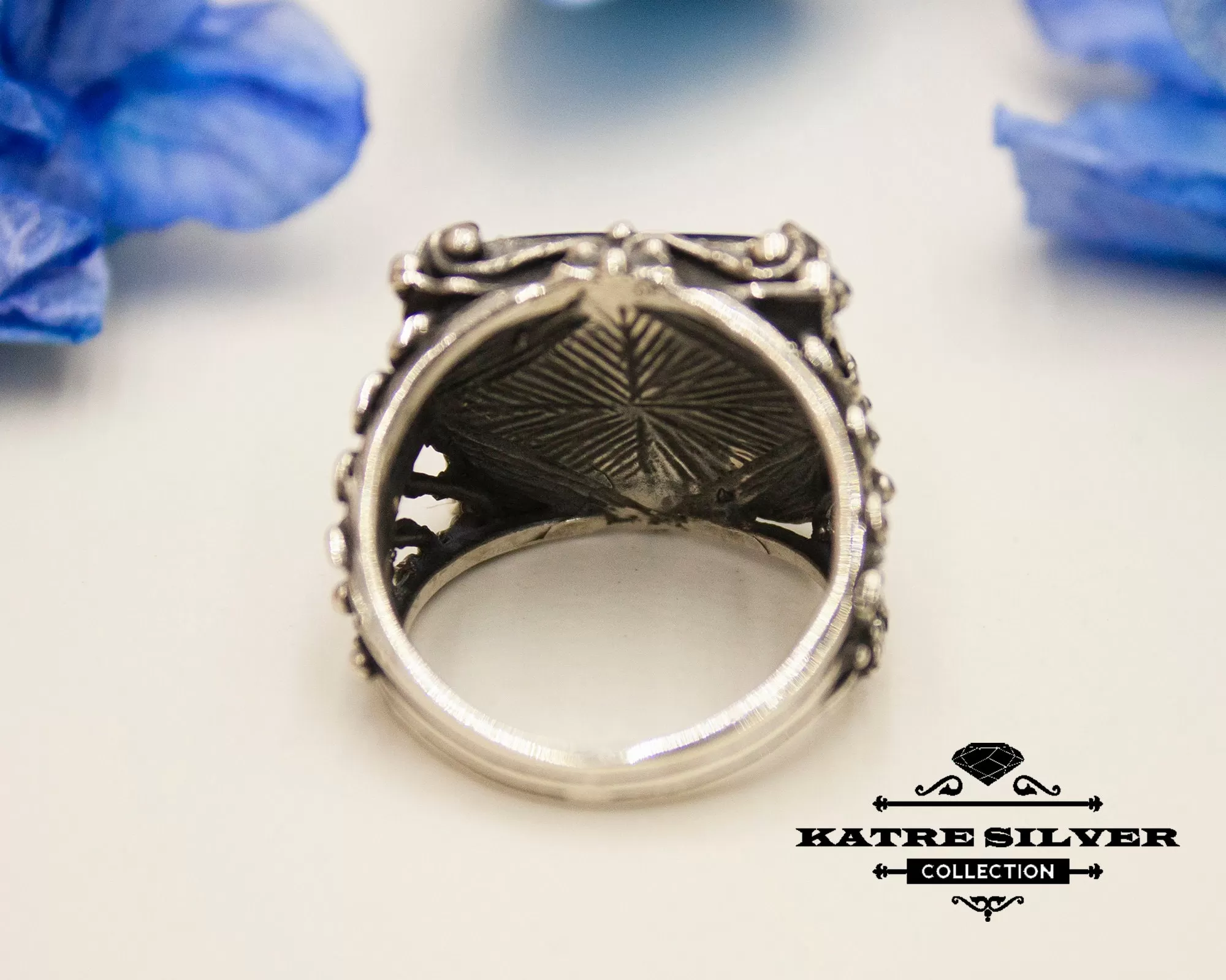 Authentic Green Amber Men Ring 925 Sterling Silver – Ottoman Style Handmade Turkish Statement Ring Gift for Him - Image 8