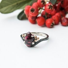 Red Ruby Ring for Her, Sterling Silver Handmade Minimalist Ring, Custom Promise Ring, Dark Red Jewelry for Wife, Anniversary Gifts for Women - Image 5