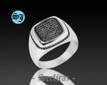 Black Zircon Men Ring , Sterling Silver Ring, Gemstone Jewelry for Men, Authentic Ring, Mens Gift, Classic Men Gift, Men Birthday Gift - Image 3