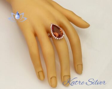 Rose Gold Pear Sultanite Woman Ring, Handmade Silver Ring, Diaspore Woman Ring, Long Ring, Statement Ring, Sterling Silver - Image 2