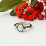 Womens Blue Opal Ring, Sterling Silver 925 Blue Opal Ring, Blue Opal Ring, Birthstone Ring, Opal Ring for Her, Opal Promise Ring - Image 5