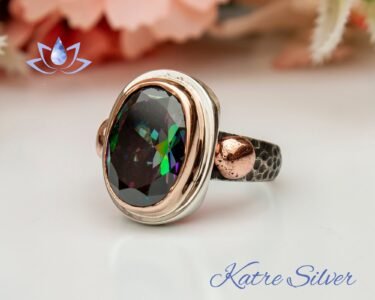 Oval Mystic Topaz Ring, Topaz Ring, Mystic Topaz, Mystic Topaz Jewelry, Handmade Ring, Statement Ring, Rainbow Ring, Solitaire Ring - Image 5