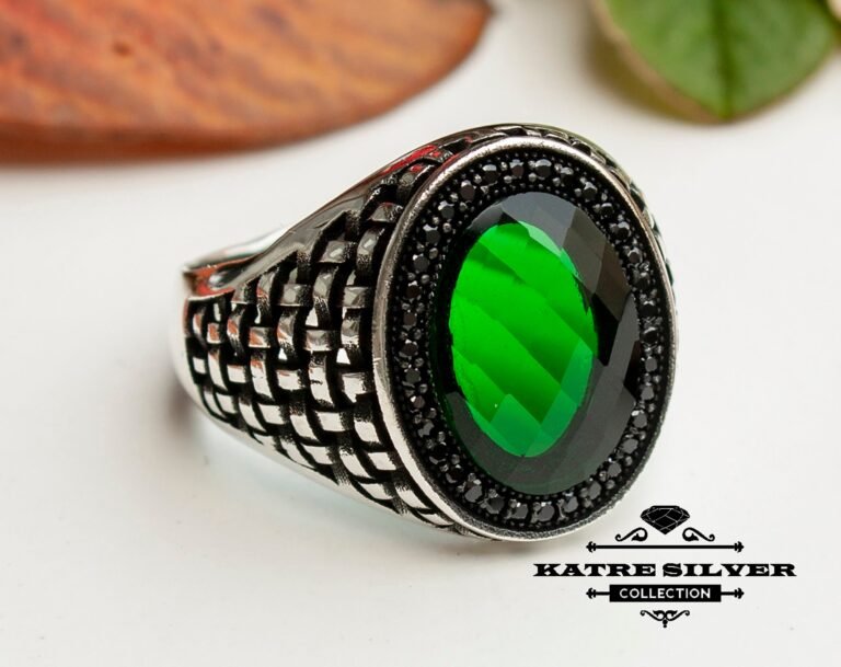 Green Statement Ring Unique Mens Ring Celtic Handcrafted Silver Rings Massive Ring Unique Mens Ring Green Silver Ring Turkish Summer Jewelry