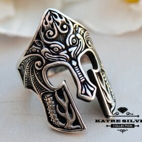Helmet Gladiator Spartan Mask Warior Symbol of Power Gladiator Helmet Ring Spartan Helmet Ring Spartan Ring Knight Ring Unique Silver