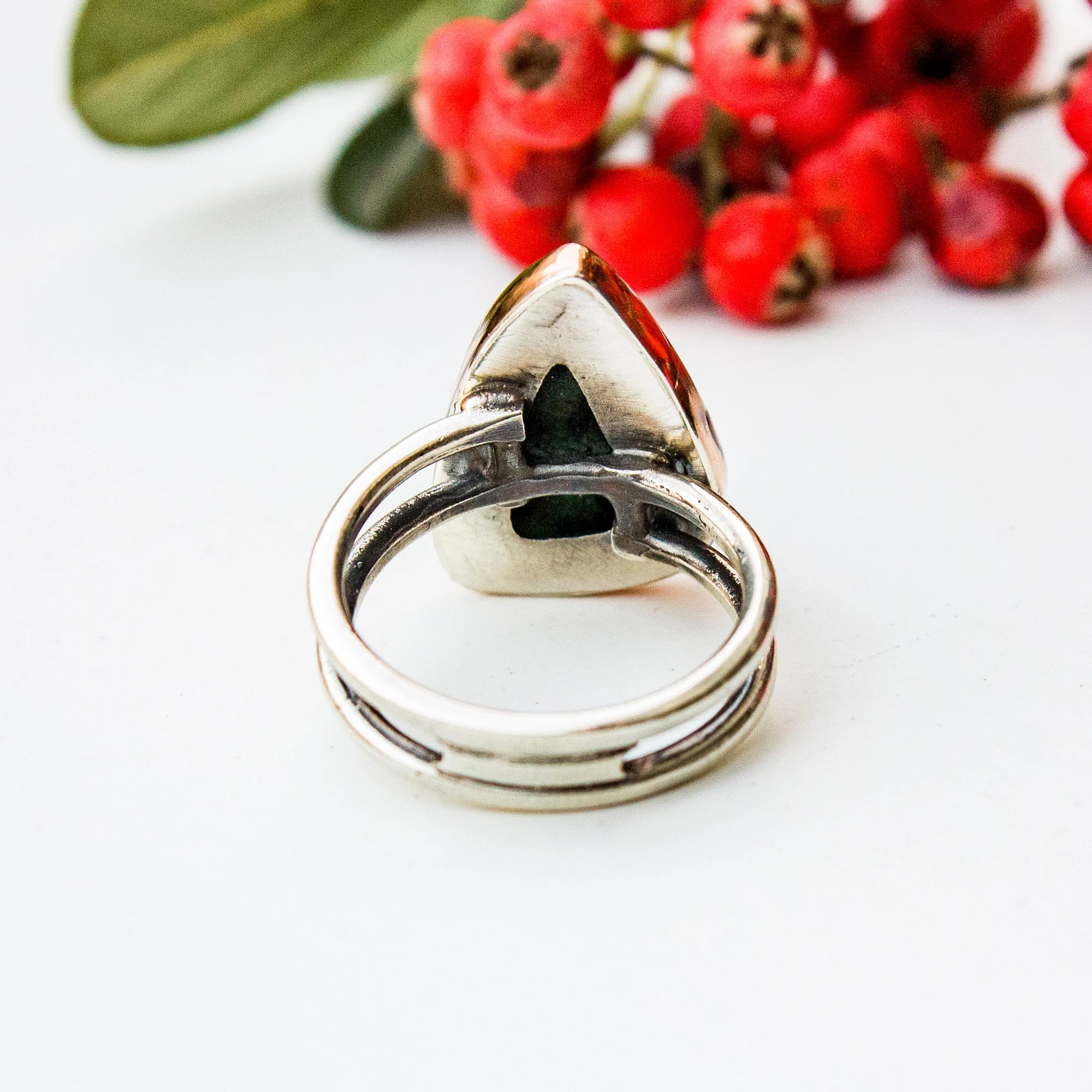 Stunning Ruby Zoisite Ring 925 Sterling Silver – Natural Red Green Gemstone Cocktail Ring Handmade Meditation Stone Gift for Her - Image 8