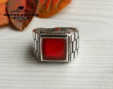 Unique Mens Agate Ring Sterling Silver Boho Jewelry Handcrafted Silver Turkish Ring Authentic Piece of Mens Silver Jewelry Gift for Him - Image 3